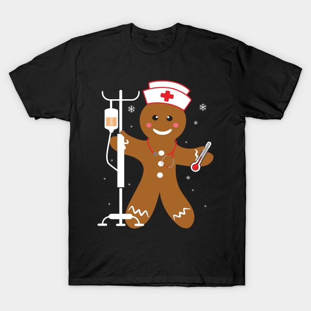 Proud Nurse Gingerbread Man Funny Nurse Christmas T-Shirt by aaltadel